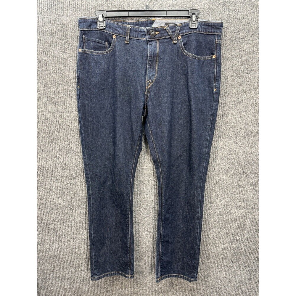 Volcom Vorta Slim Straight Jeans Men’s 36x29 Blue Stretch Denim Dark Wash EUC